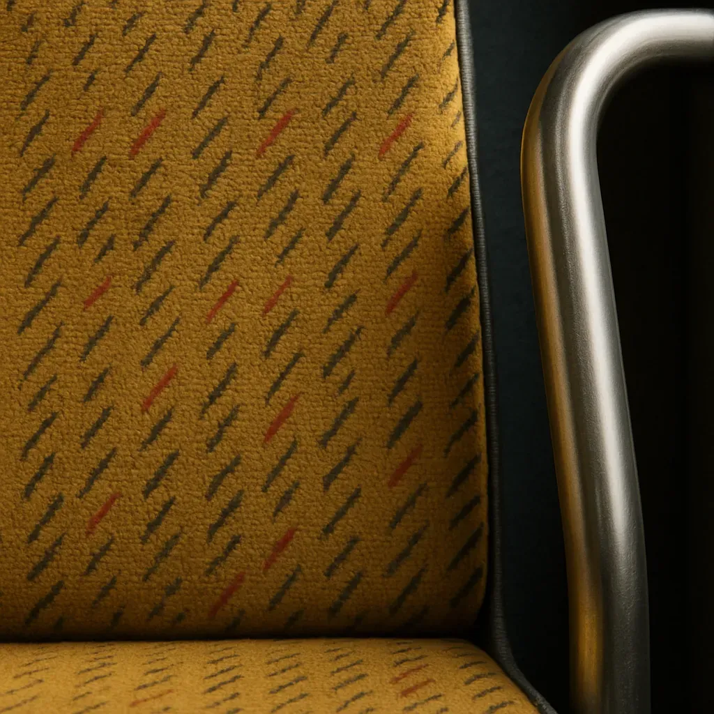 Märkä betoni, ratikkakiskot ja sinappikeltainen raita